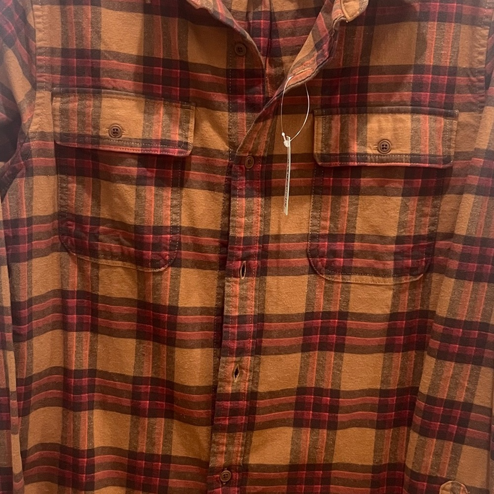 Goodthreads Men's Plaid Shirt - Red and Tan